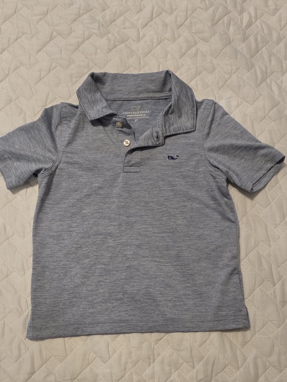 Vineyard Vines Boys Light Heather Blue/Gray Striped Polo